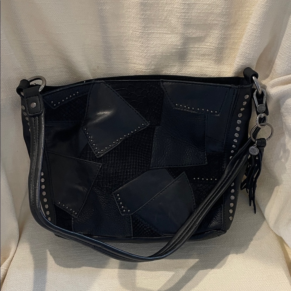 The Sak stylish Black Patchwork Leather Shoulder Bag